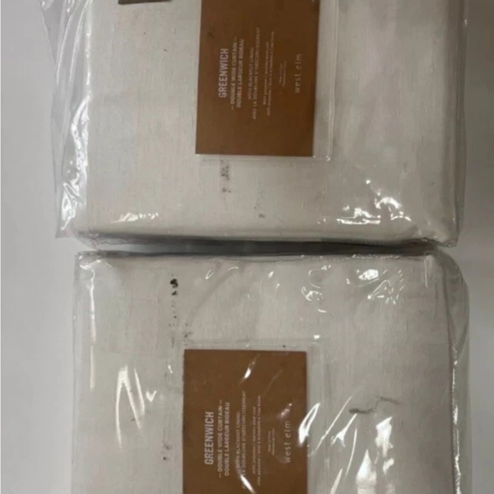 NIB 2 Panels of West Elm Greenwich Curtains, Blackout, Ivory, 96" W x 108" L